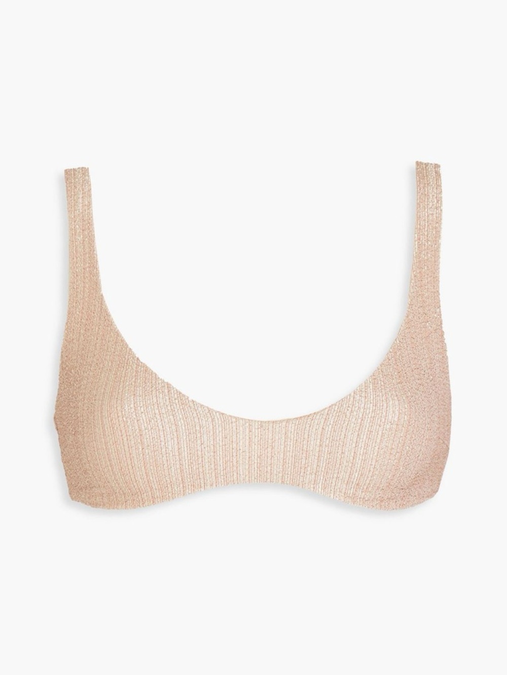 New Zimmermann Swim Metallic Texture  Nude Color Scoop Bikini Top size 0